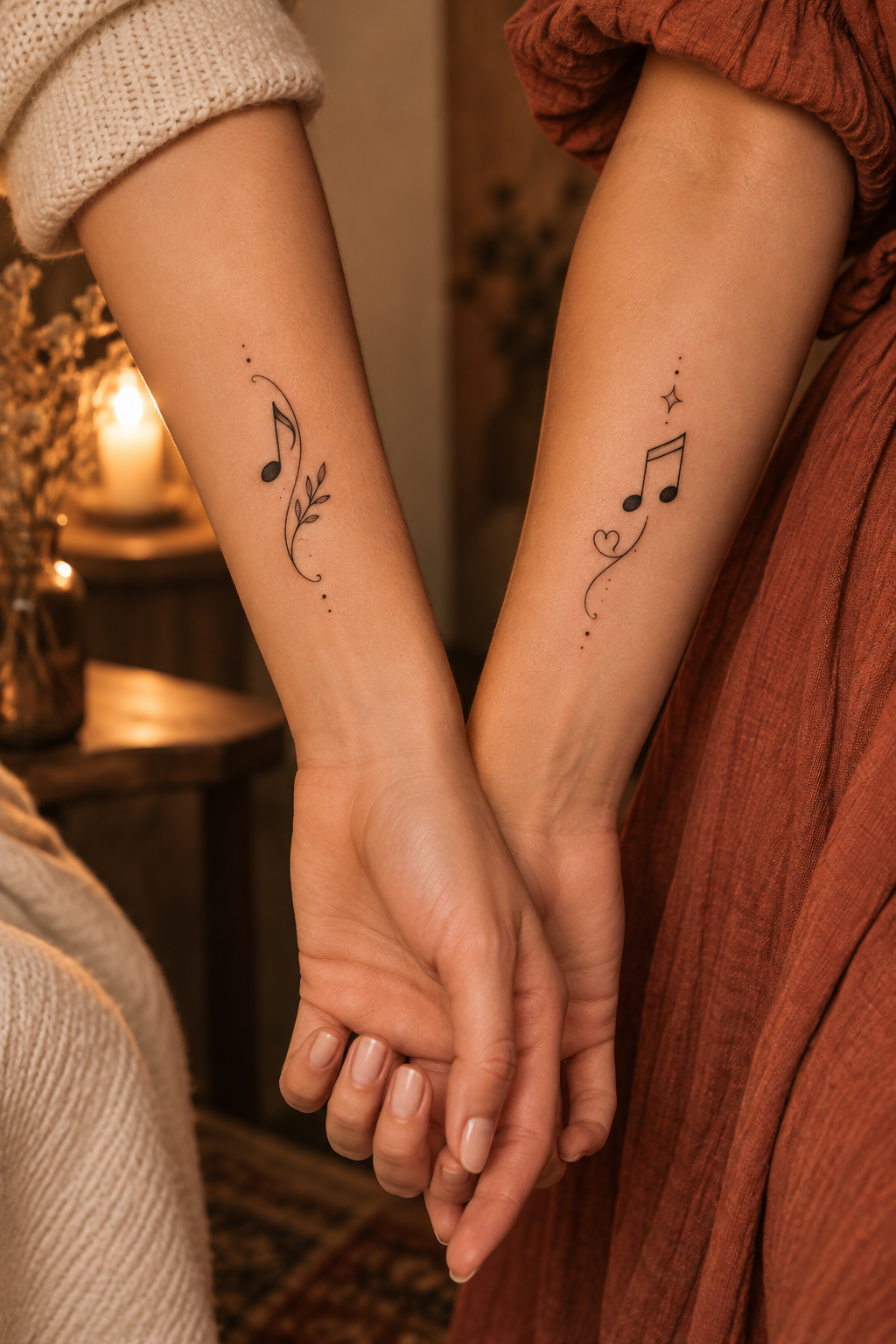 Simple Music Notes small sister tattoo idea