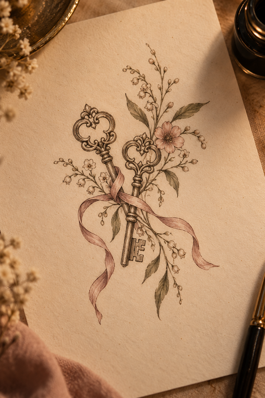 Tiny Keys small sister tattoo idea