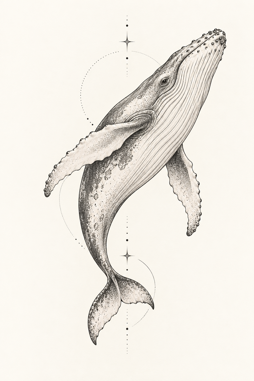 Fine-Line Humpback Tattoo tiny whale tattoo idea