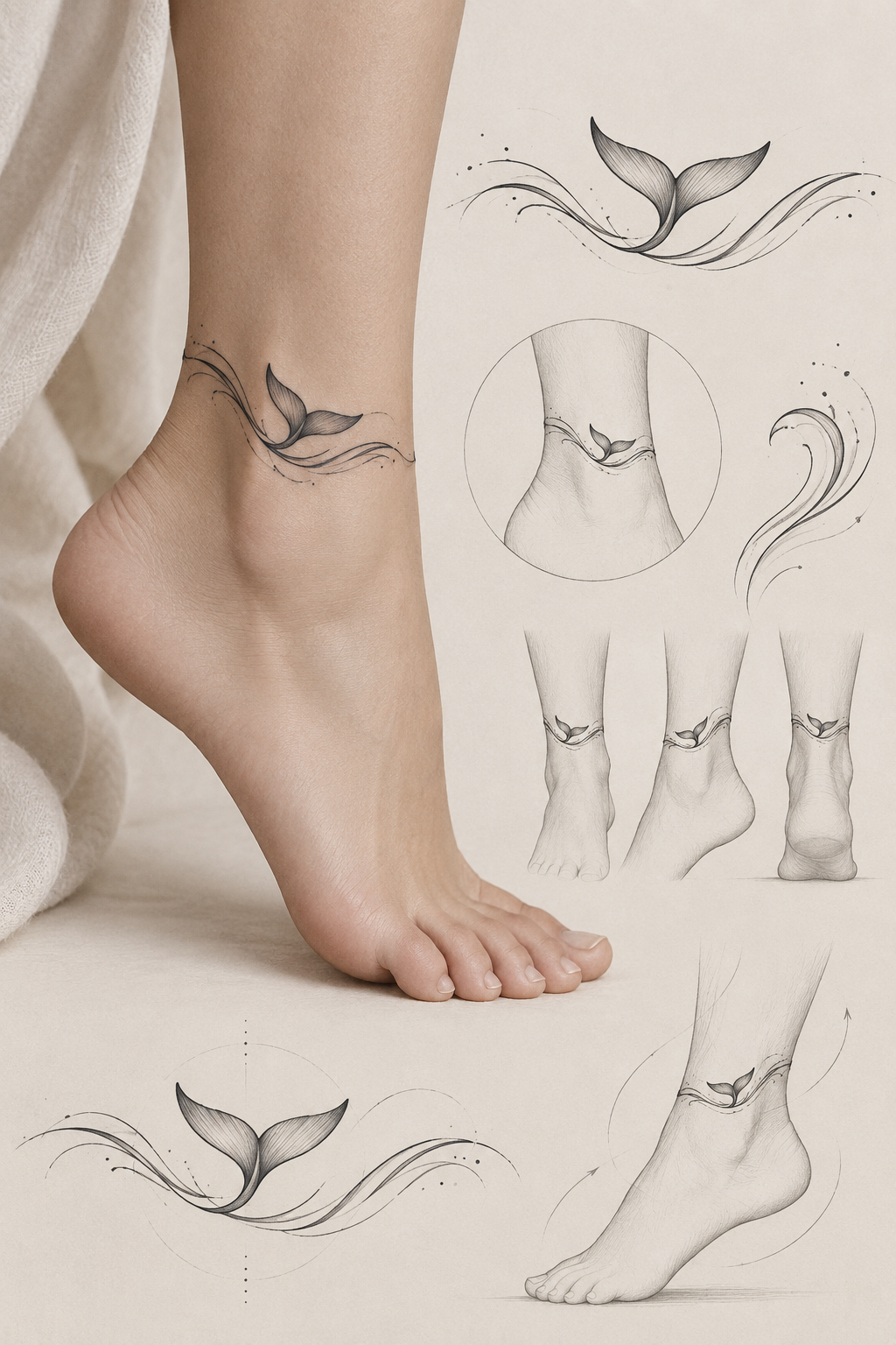 Whale Tail Anklet tiny whale tattoo idea