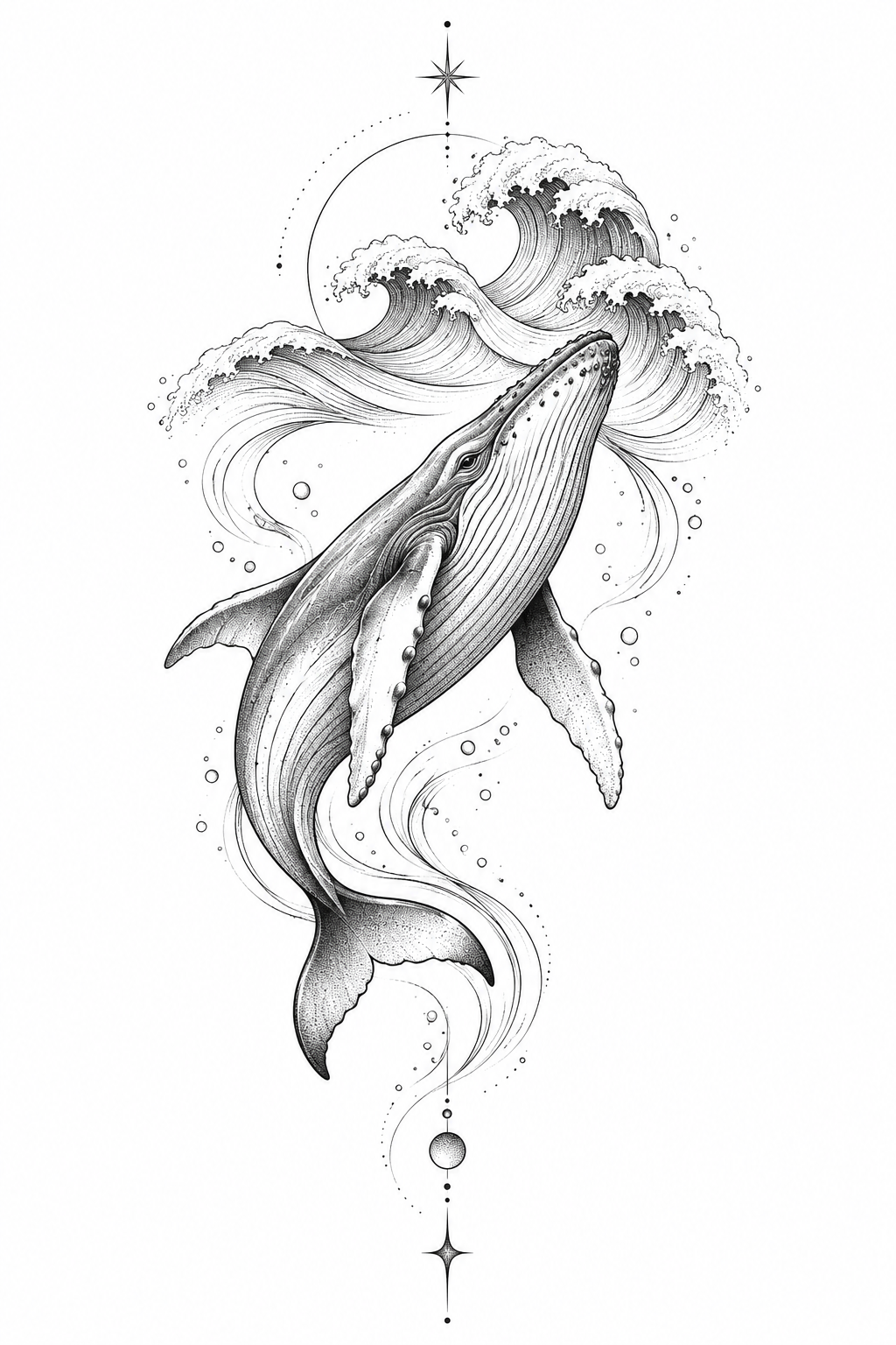 Whale in the Waves tiny whale tattoo idea