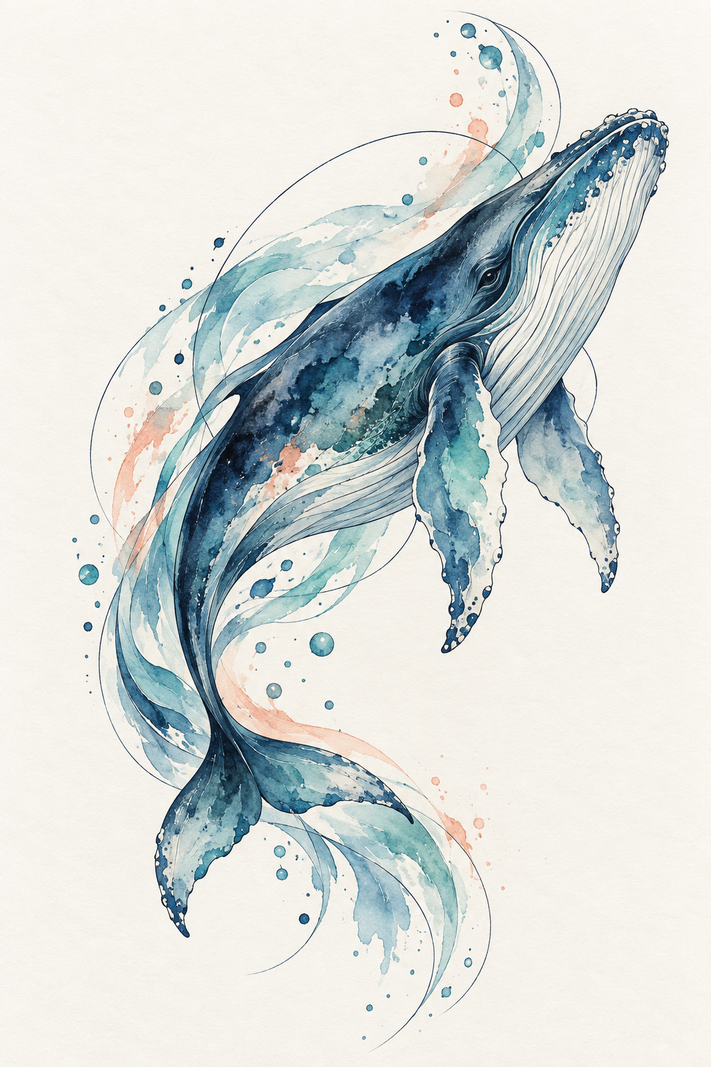 Watercolor Whale on Shoulder tiny whale tattoo idea