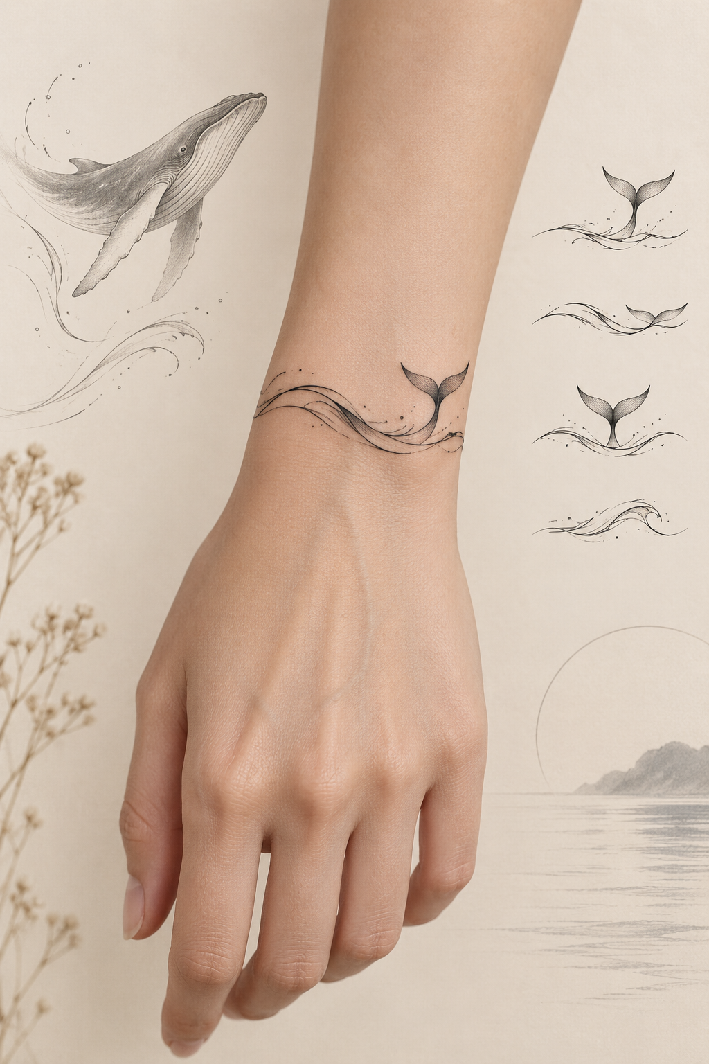 Whale Wrist Bracelet Tattoo tiny whale tattoo idea