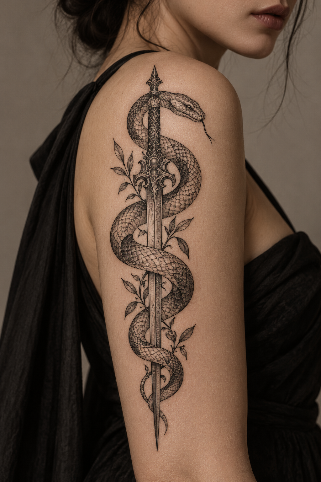 small sword and snake tattoos idea 1