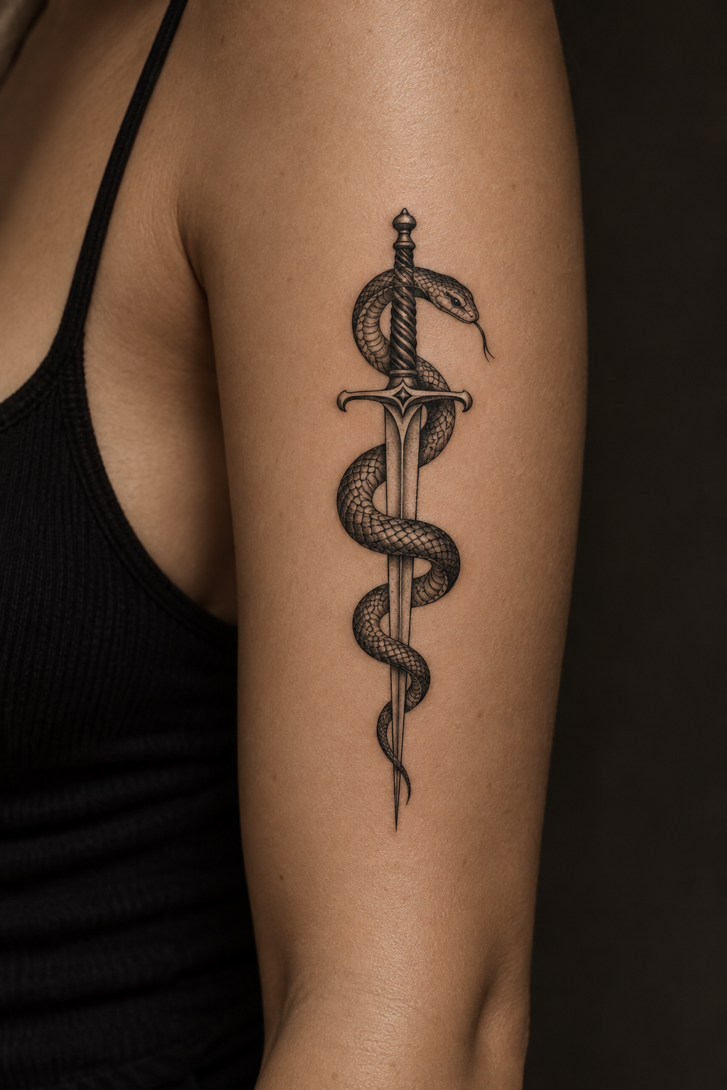 small sword and snake tattoos idea 2