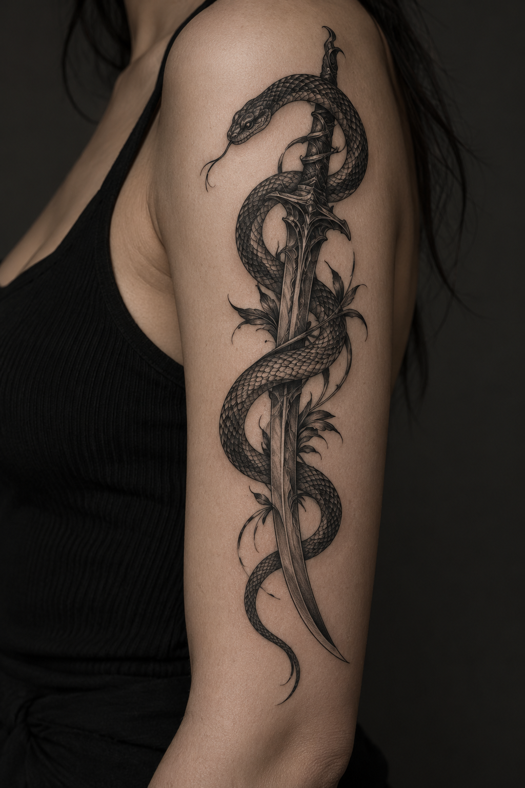 small sword and snake tattoos idea 4