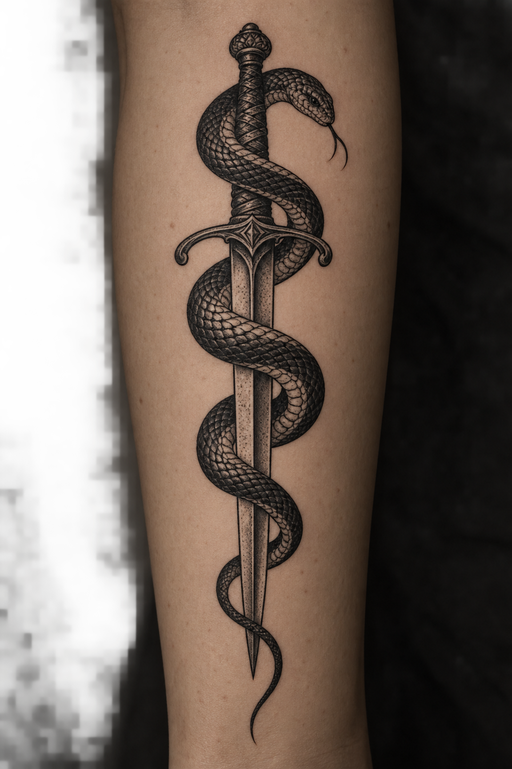 small sword and snake tattoos idea 6