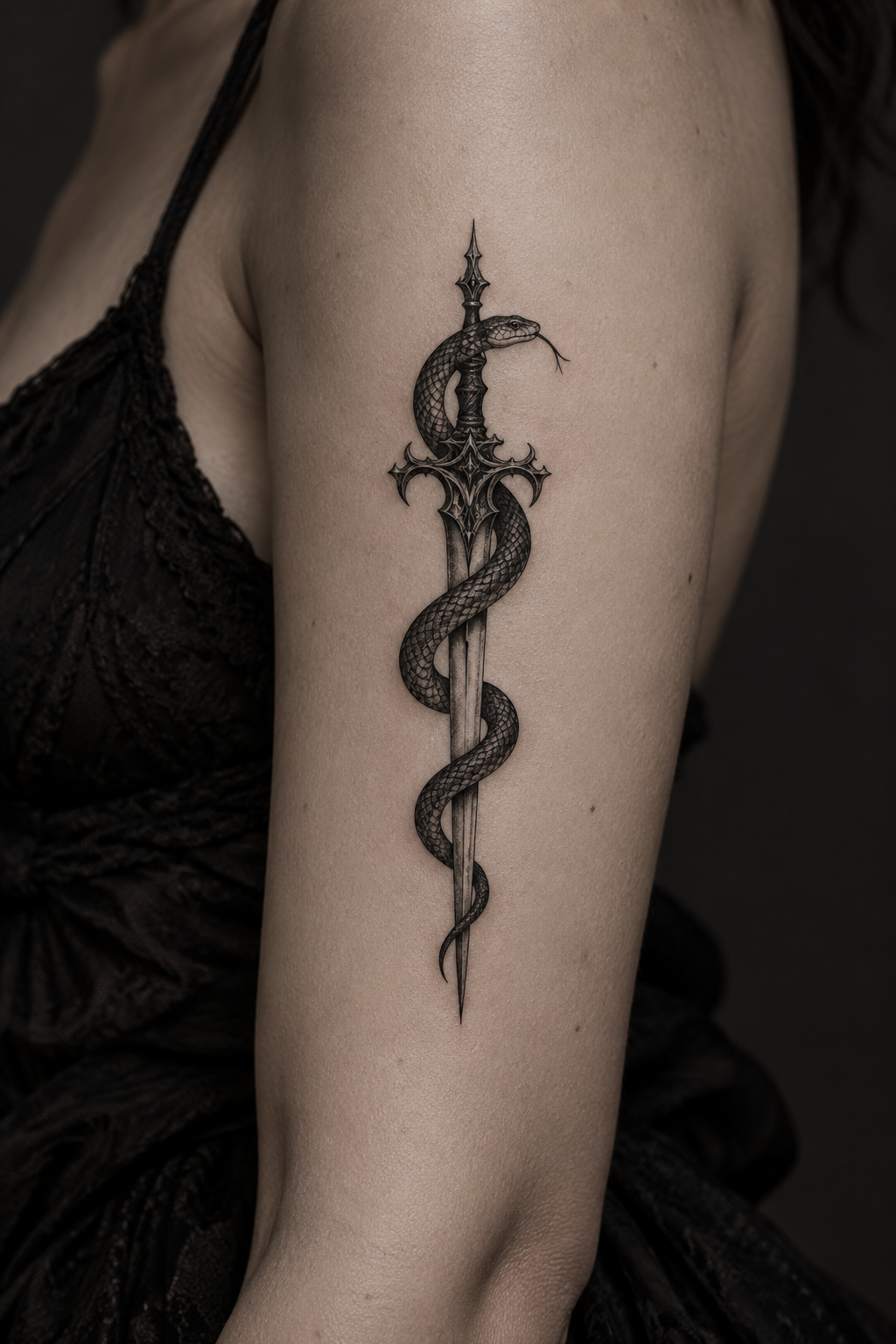 small sword and snake tattoos idea 9
