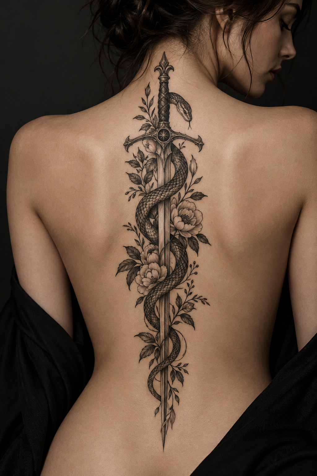 small sword and snake tattoos idea 10