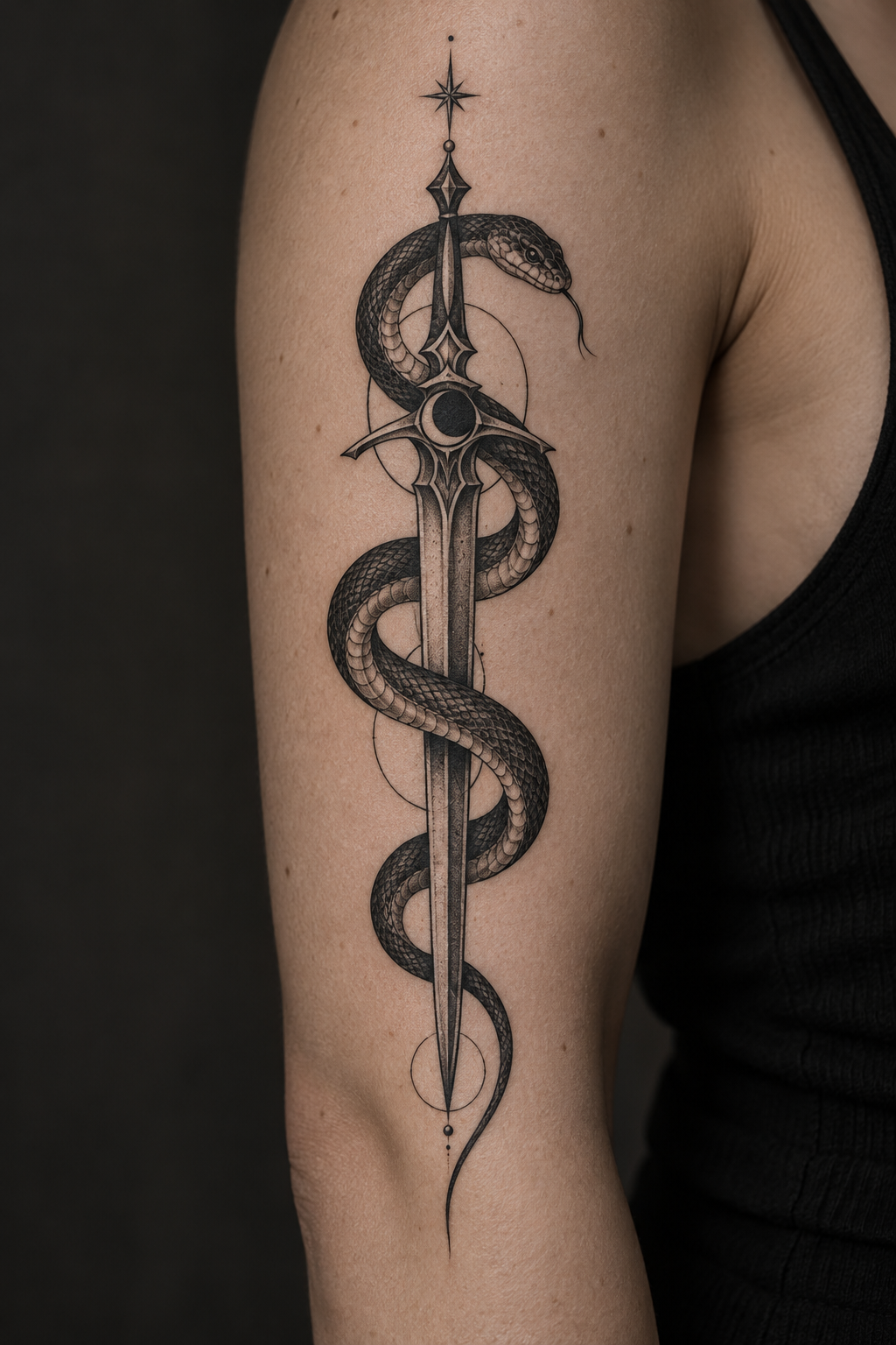 small sword and snake tattoos idea 11
