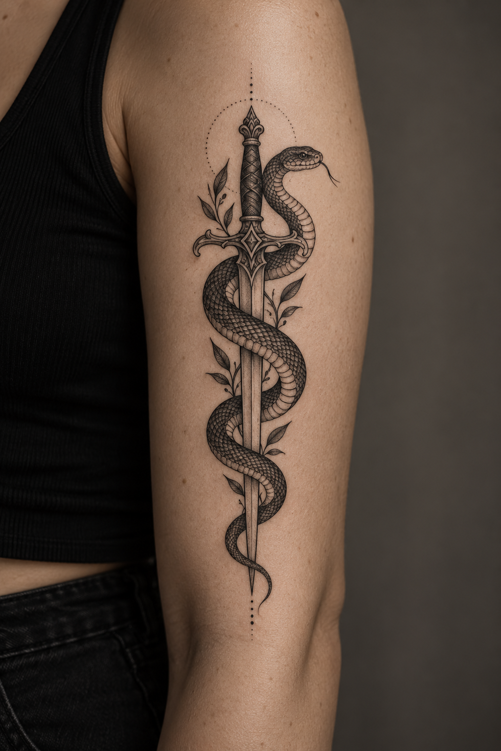 small sword and snake tattoos idea 12
