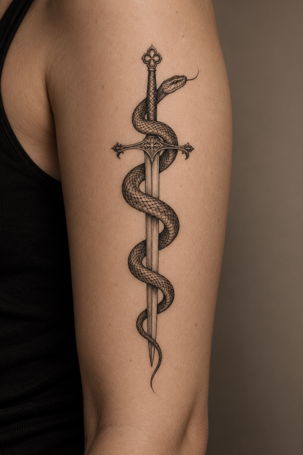 small sword and snake tattoos idea 14