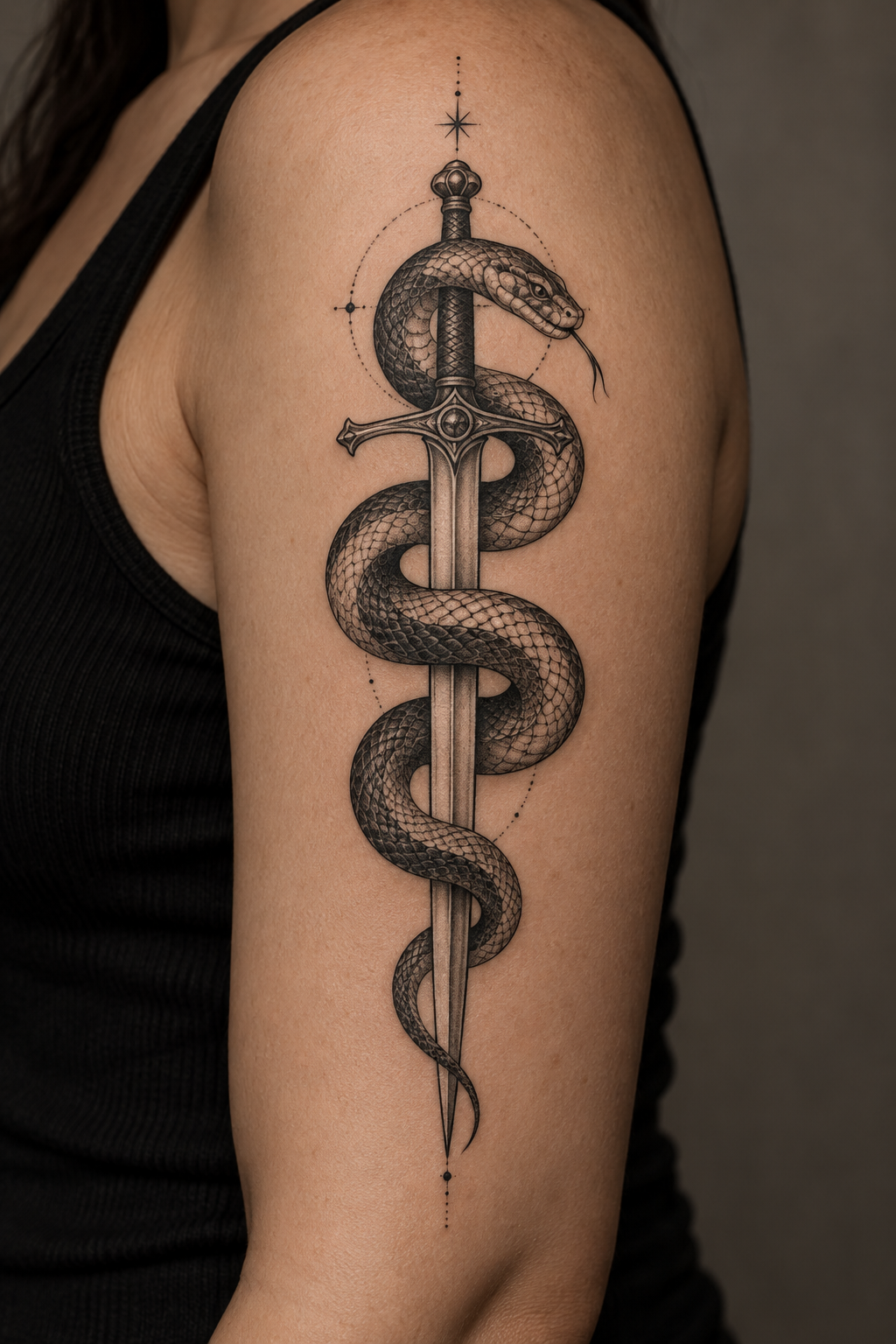 small sword and snake tattoos idea 15