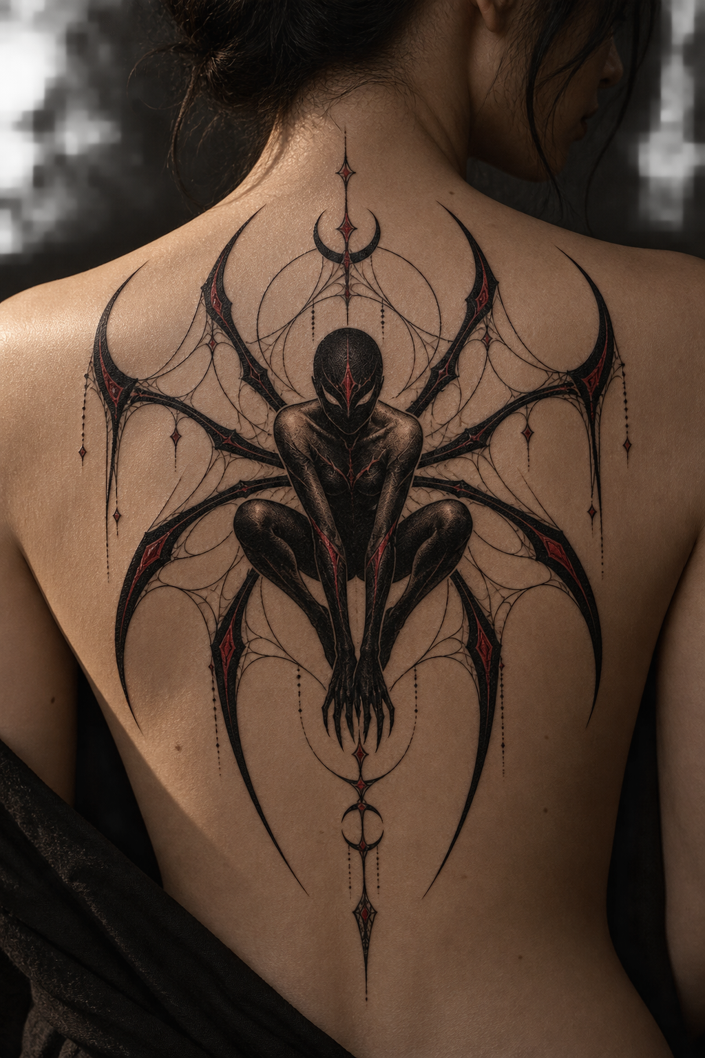 Dynamic wall-crawl Spider-Man tattoo idea