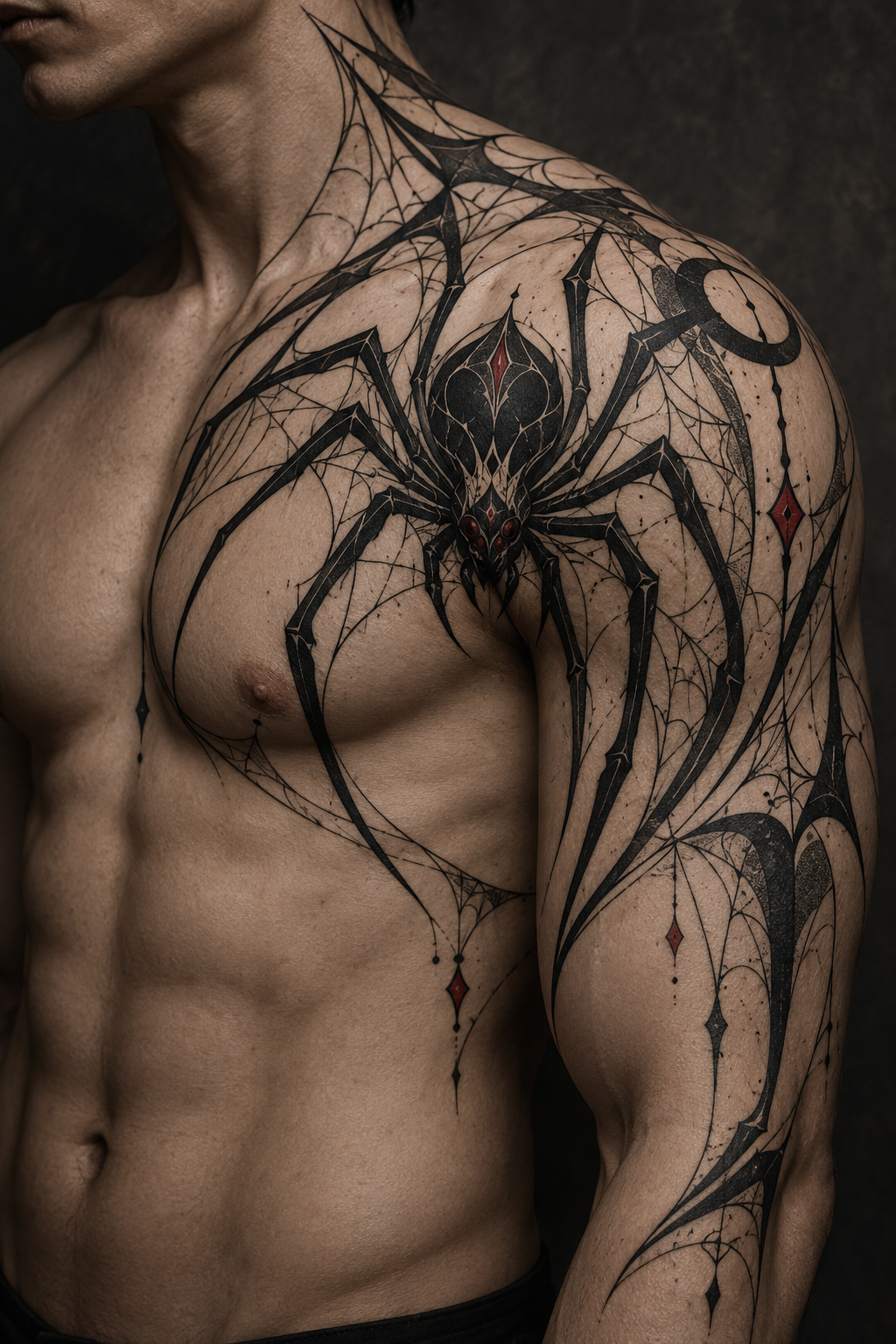 Red-and-black realism Spider-Man tattoo idea
