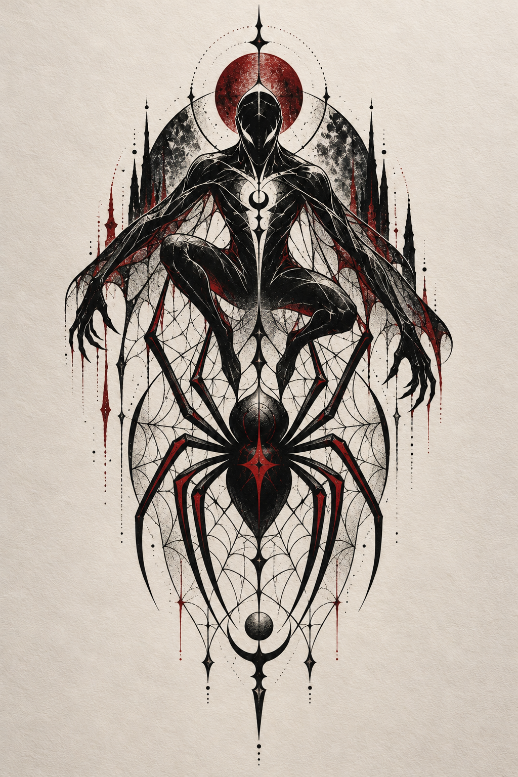 Venom-inspired contrast Spider-Man tattoo idea