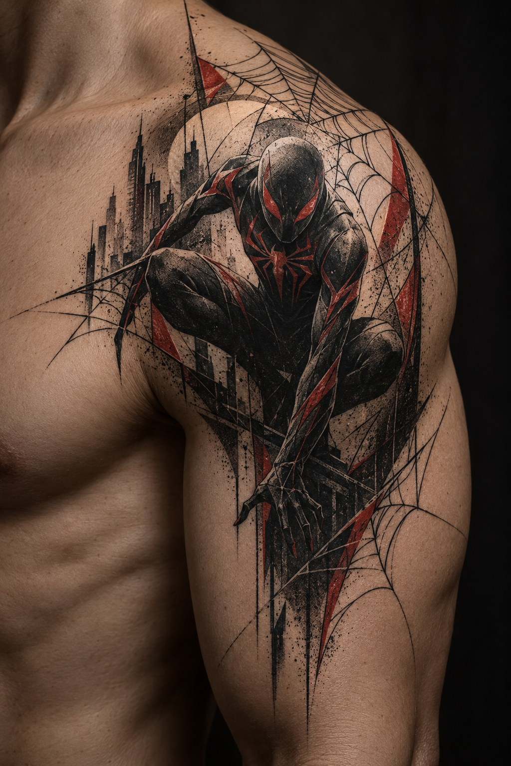 Spider-sense burst Spider-Man tattoo idea