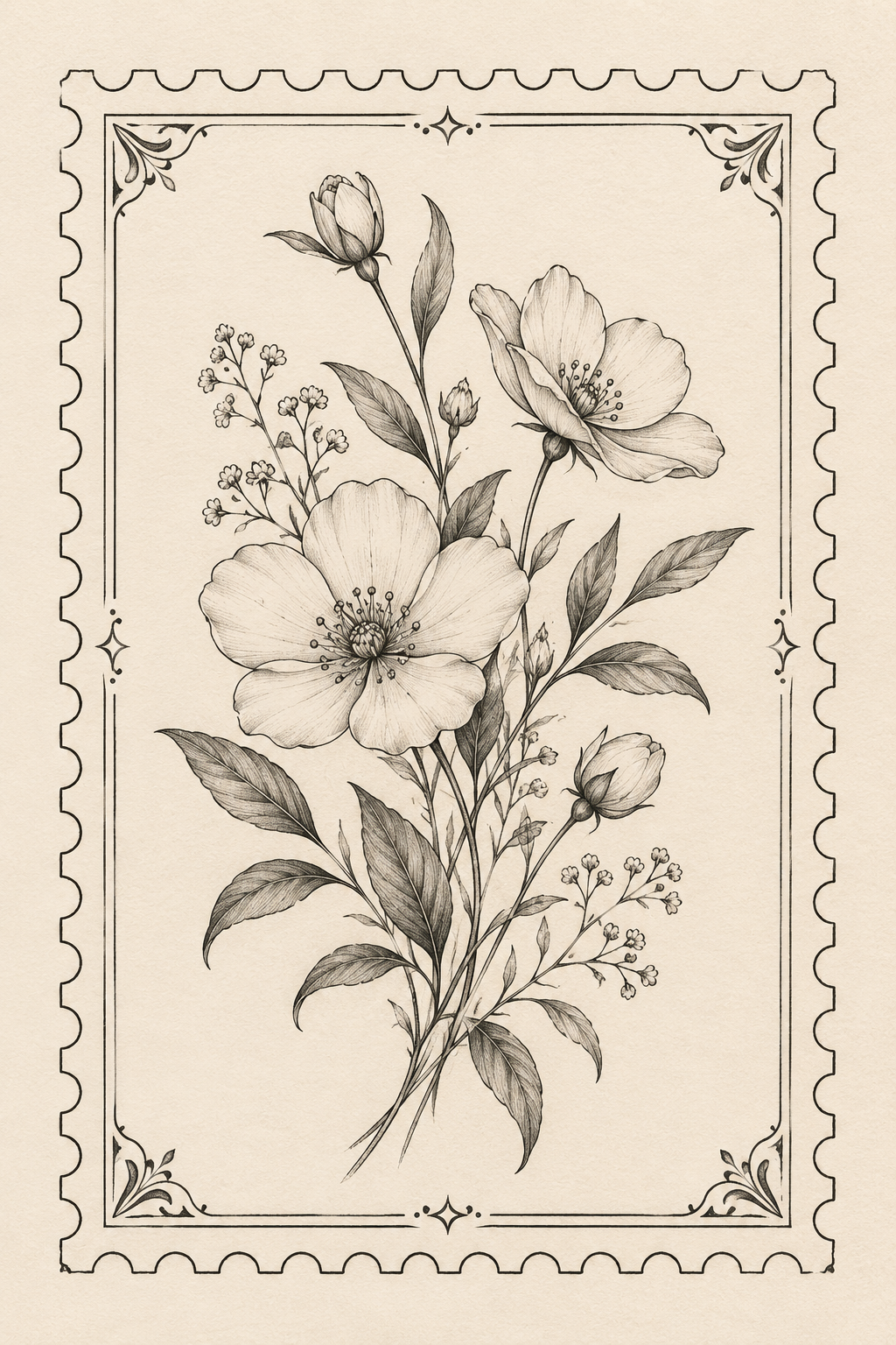 Dainty Floral Piece stamp tattoo idea
