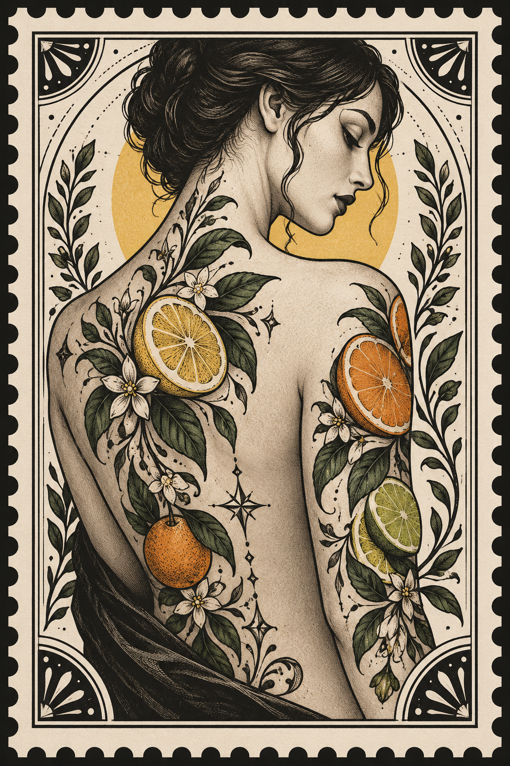 Citrusy Body Art stamp tattoo idea