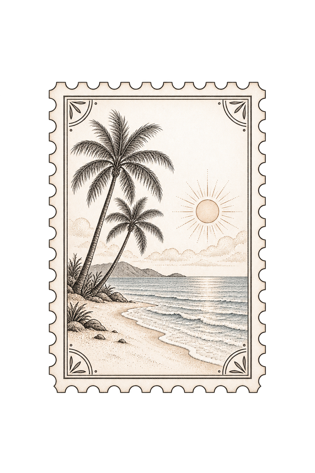 Tiny Beach Stamp stamp tattoo idea