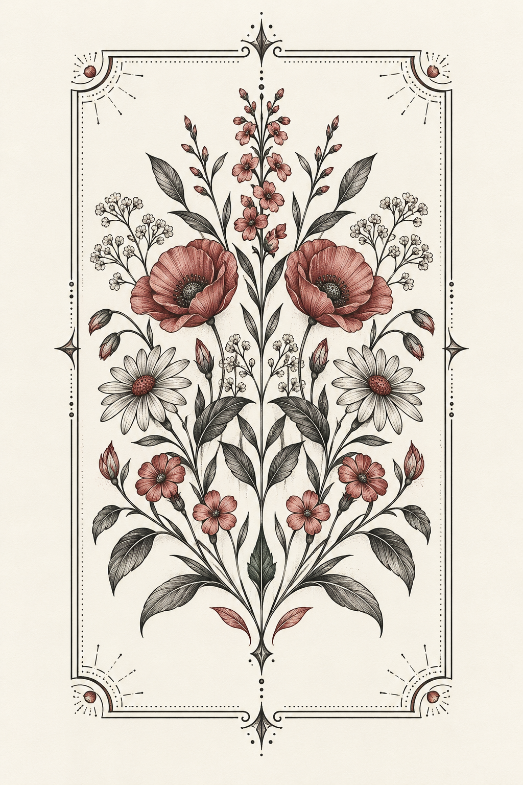 Matching Floral Forearm Piece stamp tattoo idea