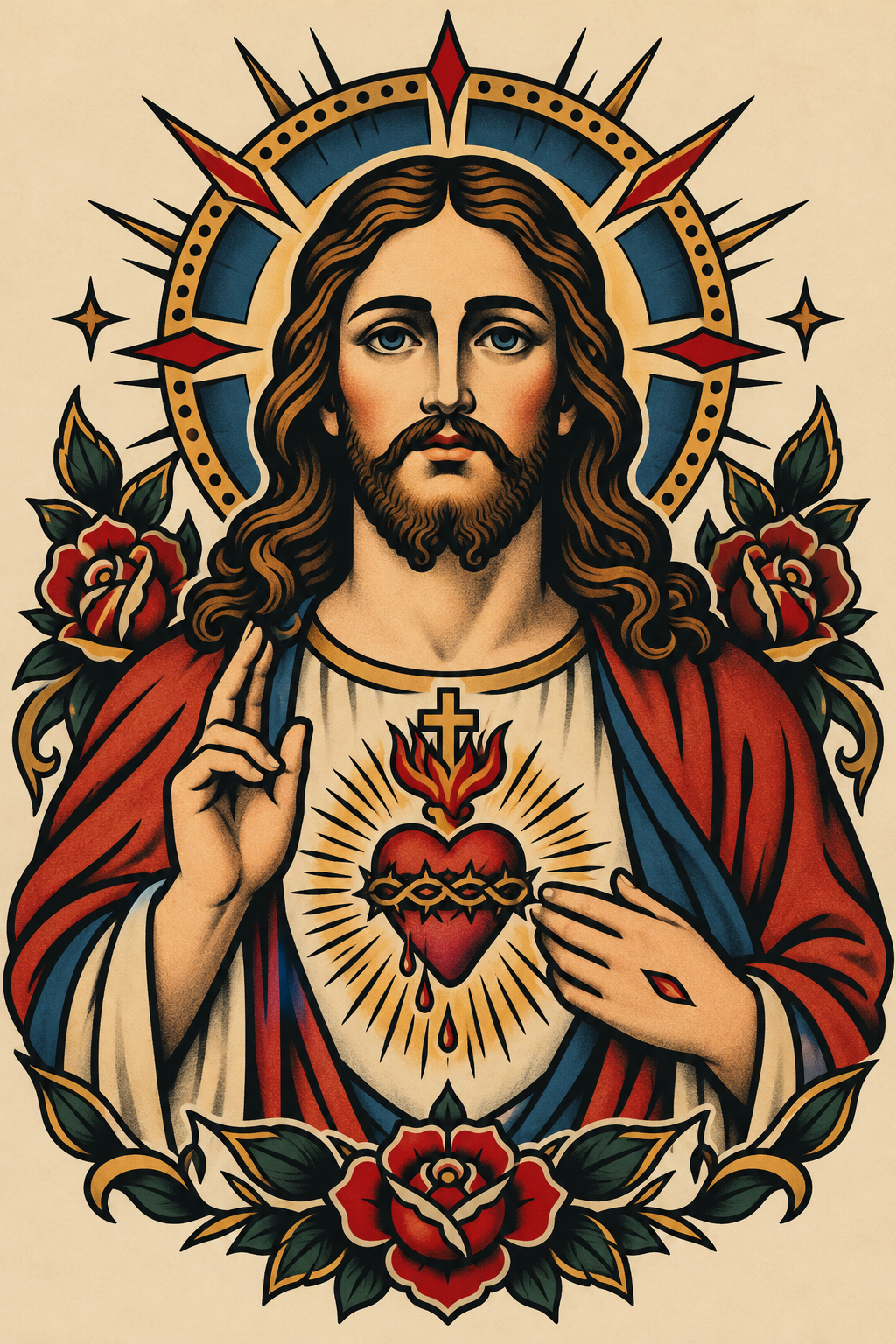 traditional American Jesus tattoo idea