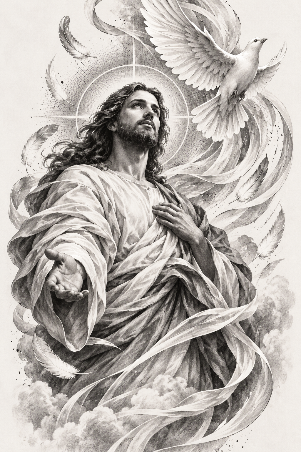 Jesus and dove tattoo idea