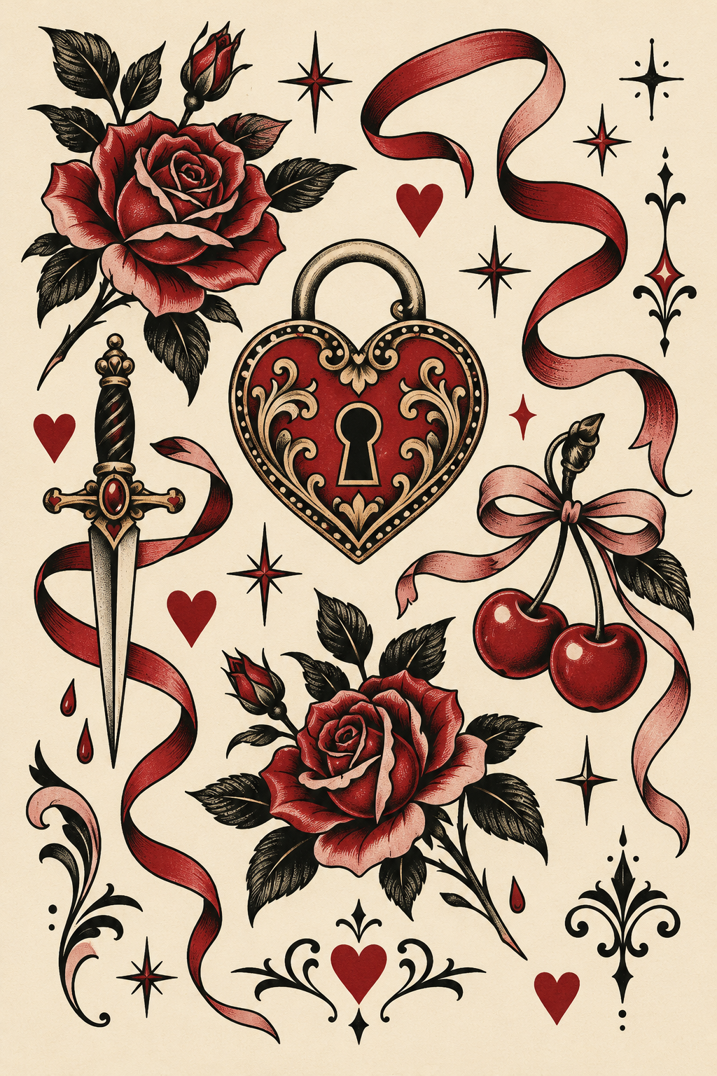 5. Small Valentine’s Day tattoo flash