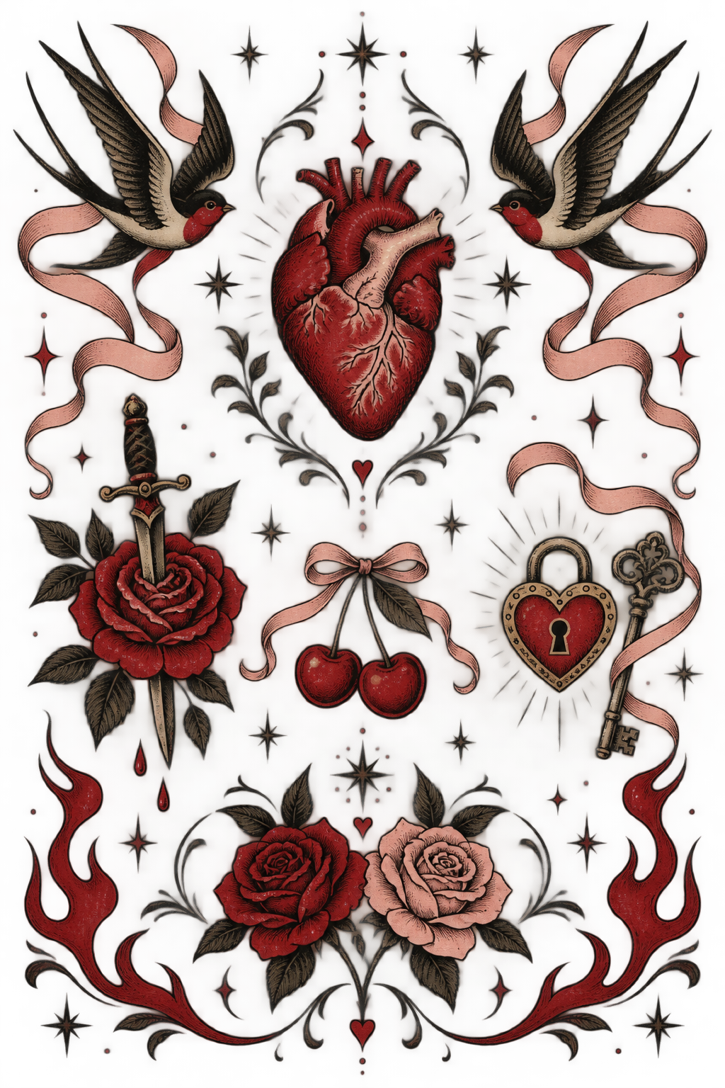 13. Valentine’s Day tattoo flash