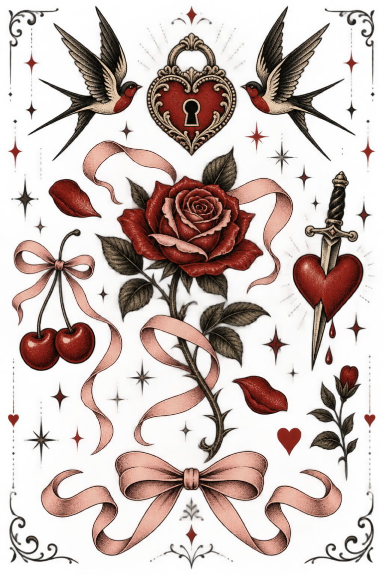 Valentine’s Day flash tattoo designs editorial cover