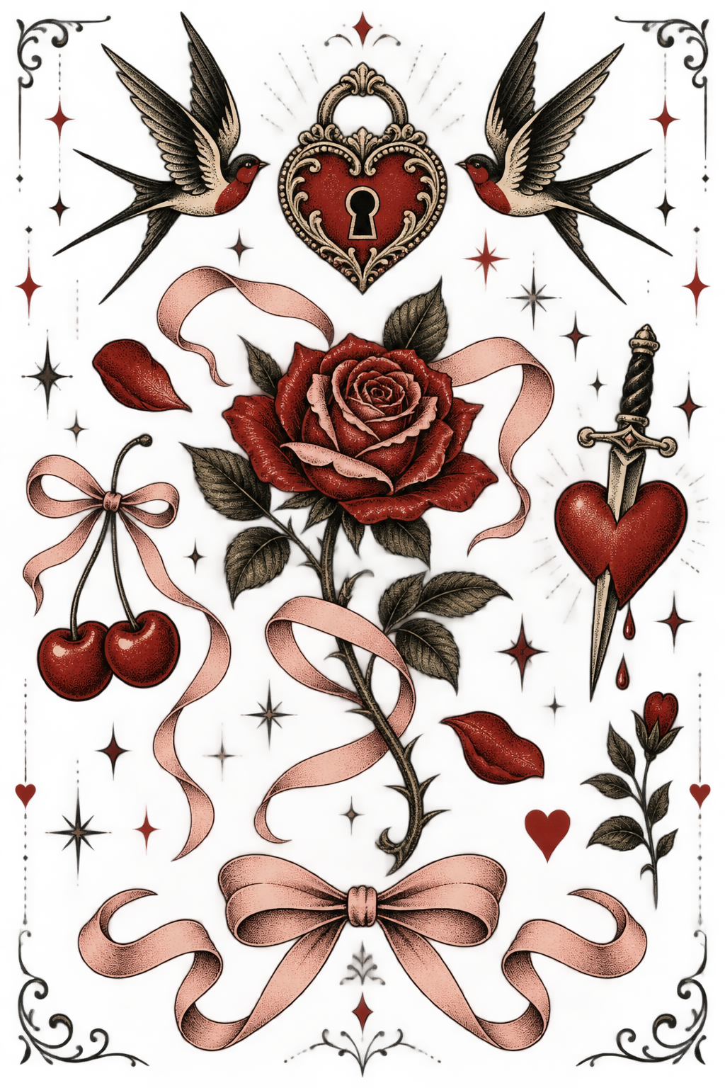 Valentine’s Day flash tattoo designs editorial cover
