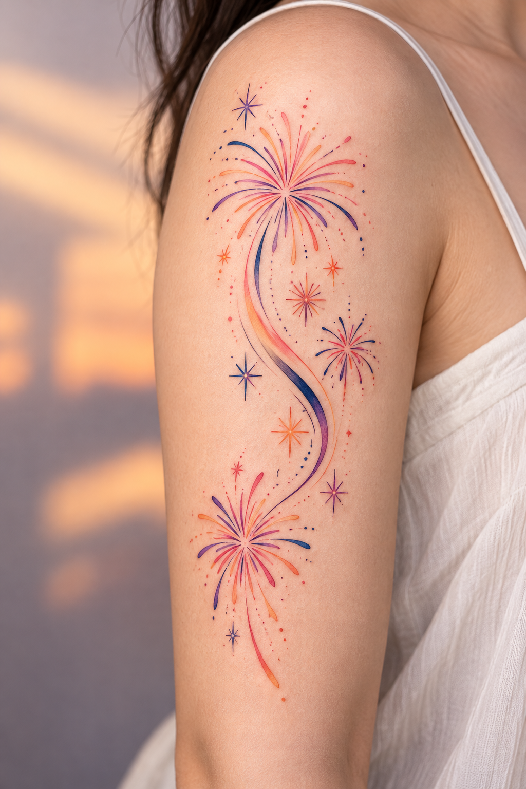 Fireworks Sunset Tattoo