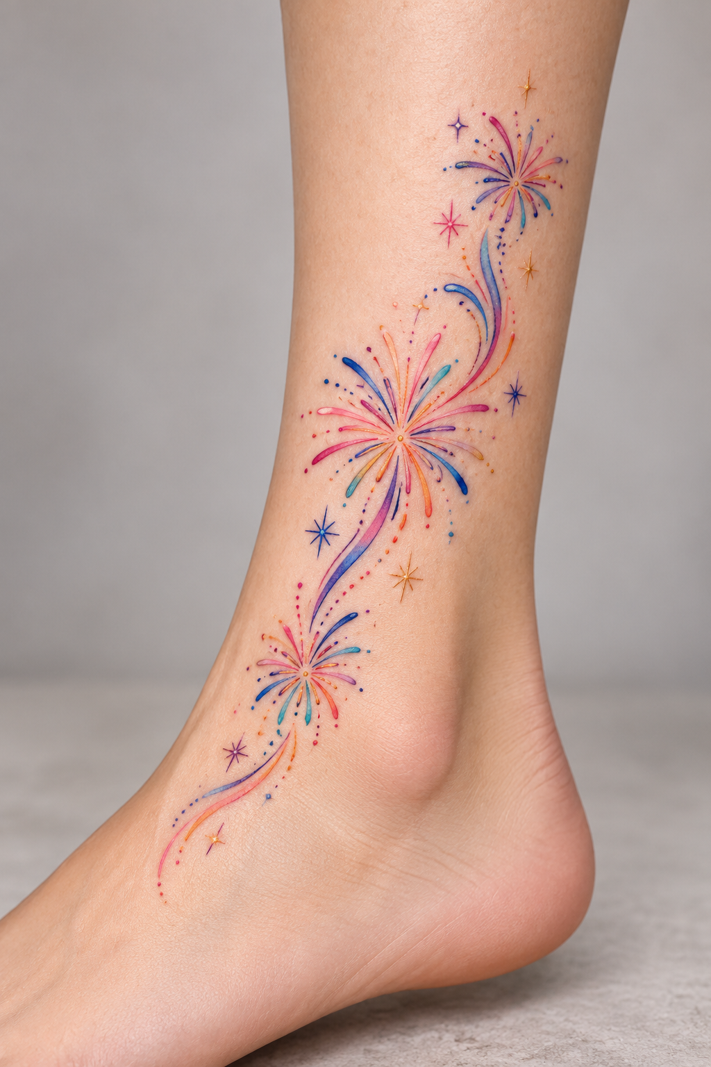 Colorful Ankle Fireworks Design