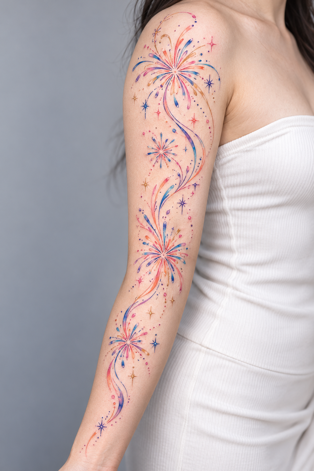 Fireworks Sleeve Tattoo