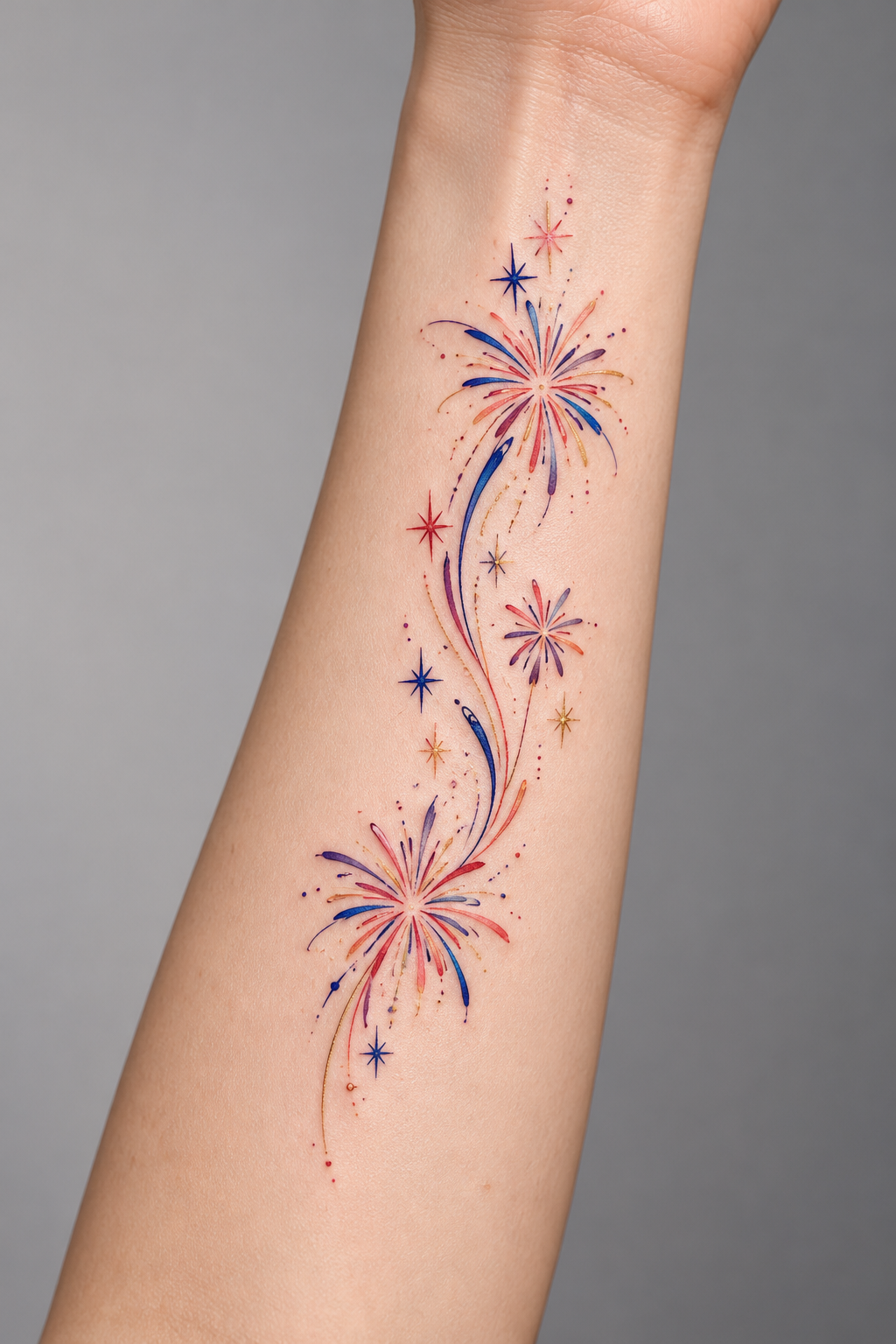 Abstract Firework Tattoo on Wrist