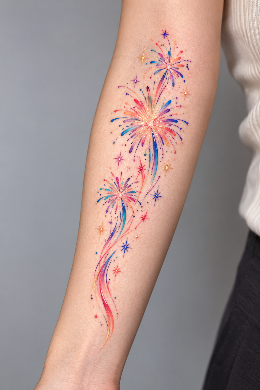 Glow Fireworks Effect Tattoo