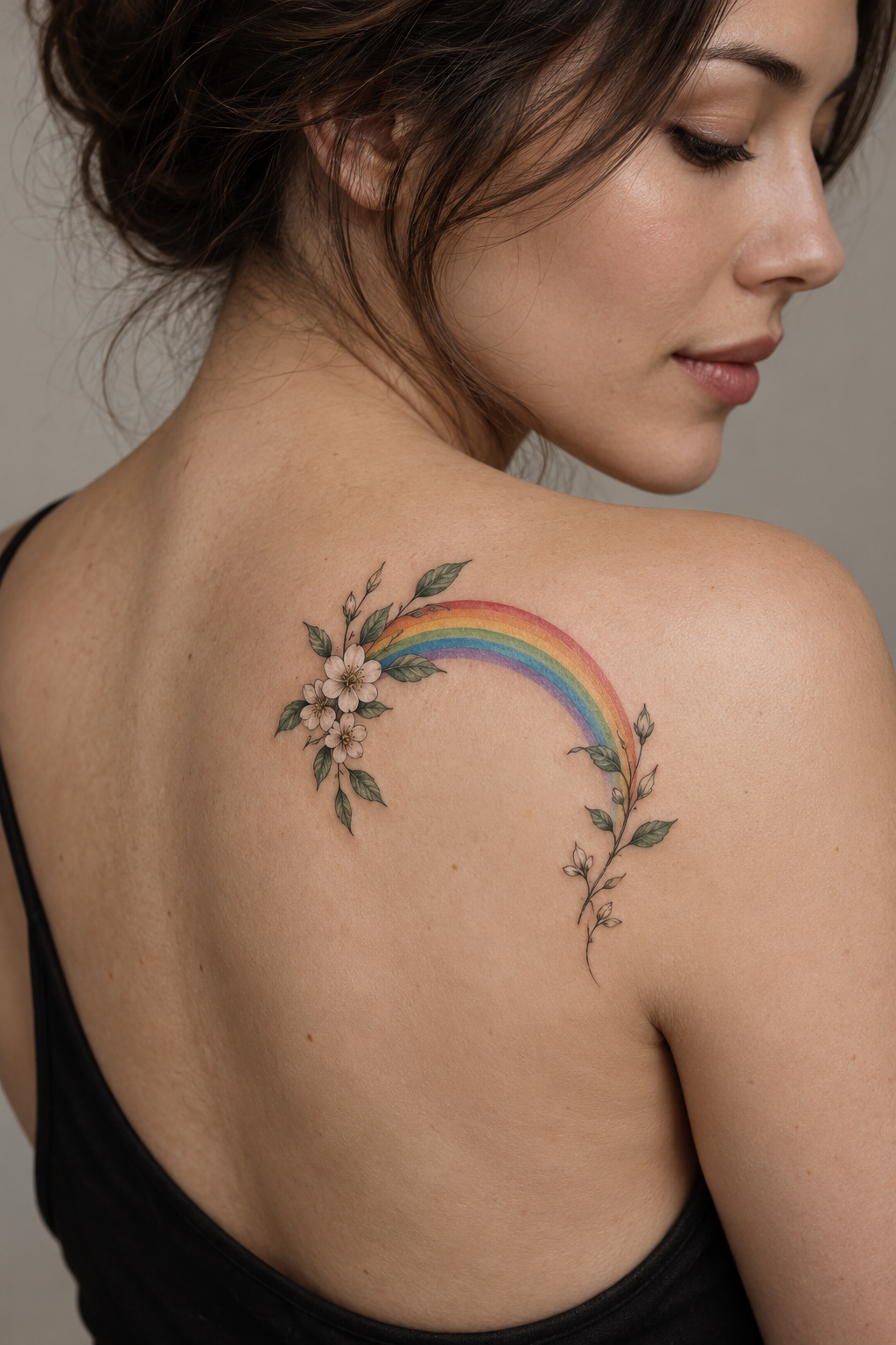 bright arc of hope rainbow tattoo