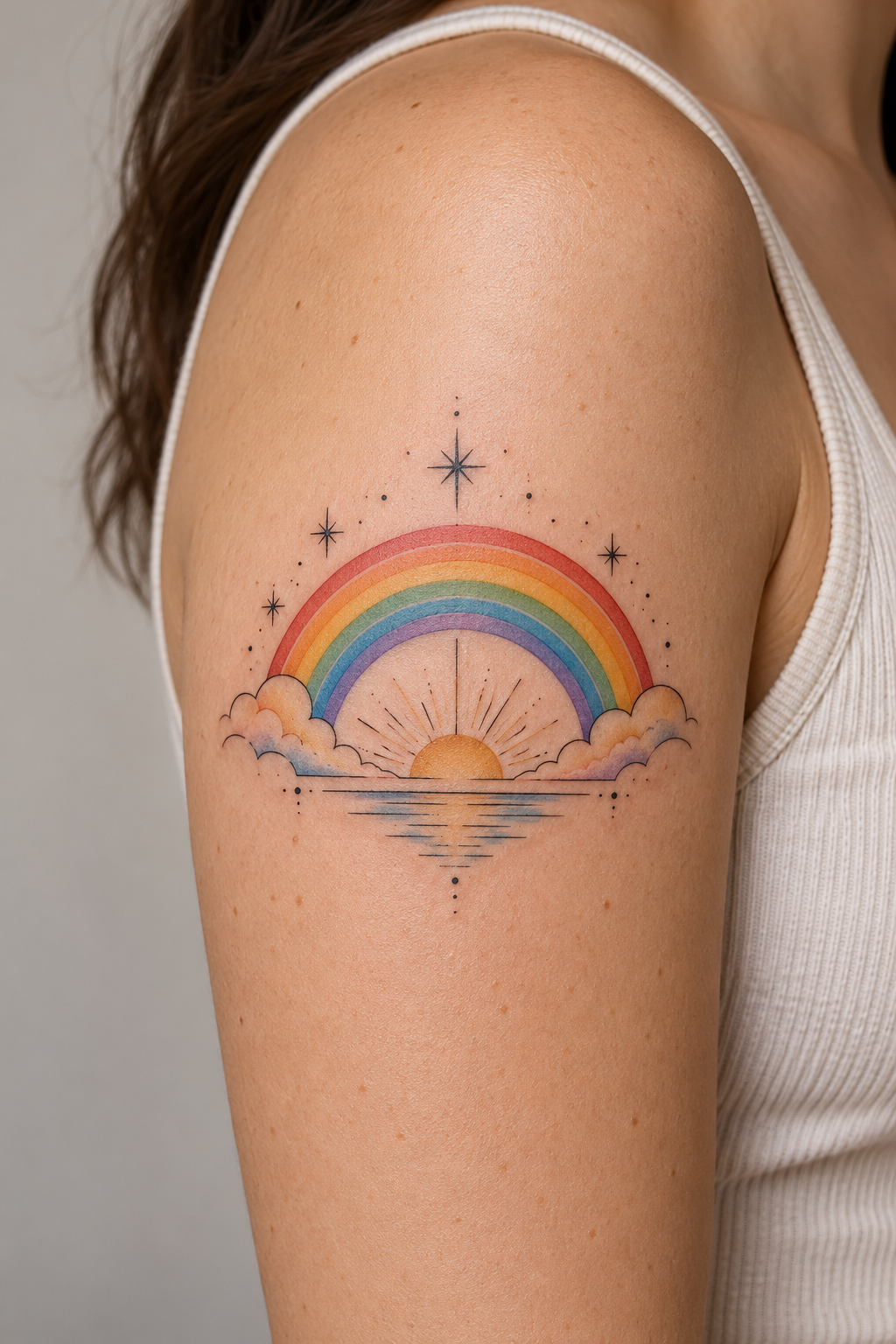 rainbow cloud tattoo