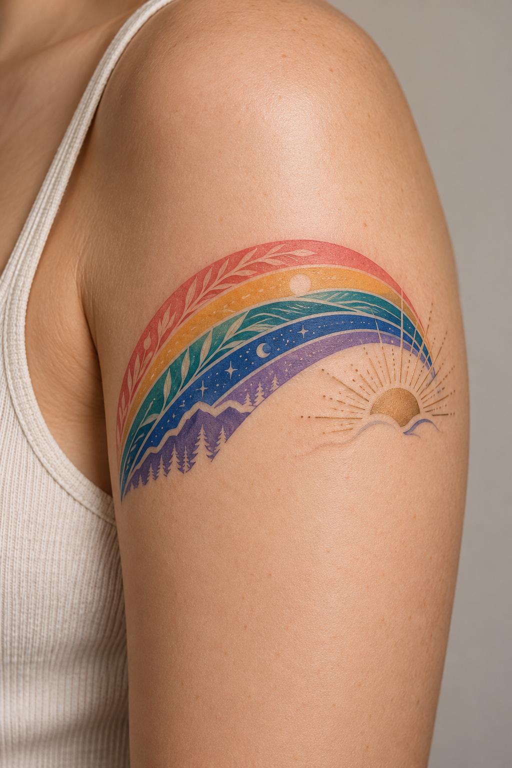 pride inspired rainbow bands tattoo