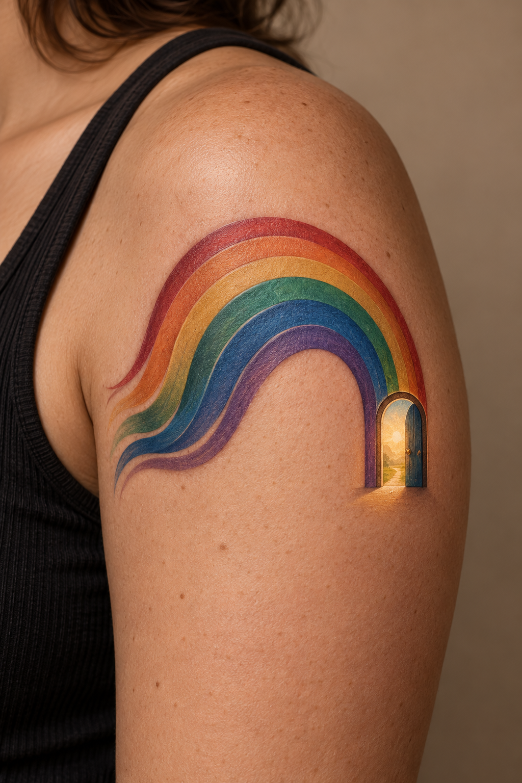 geometric rainbow tattoo