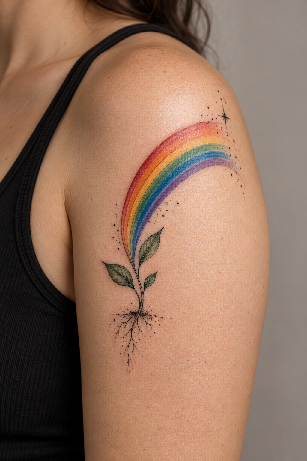 rainbow flower tattoo