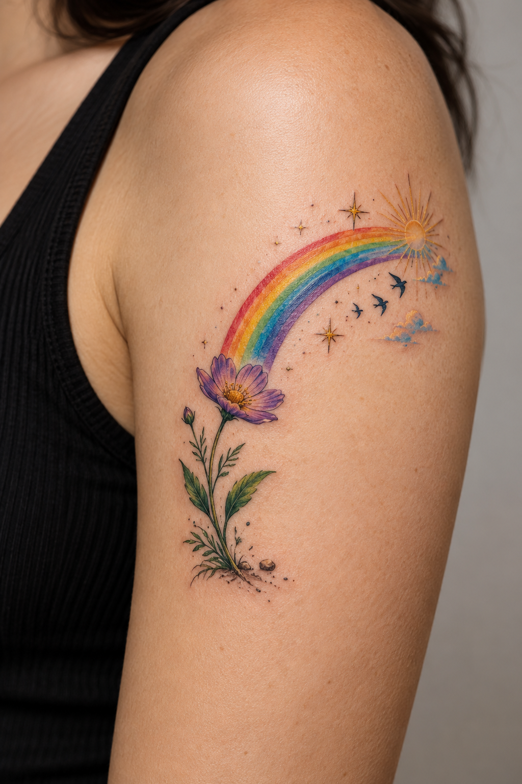 sunlit rainbow tattoo