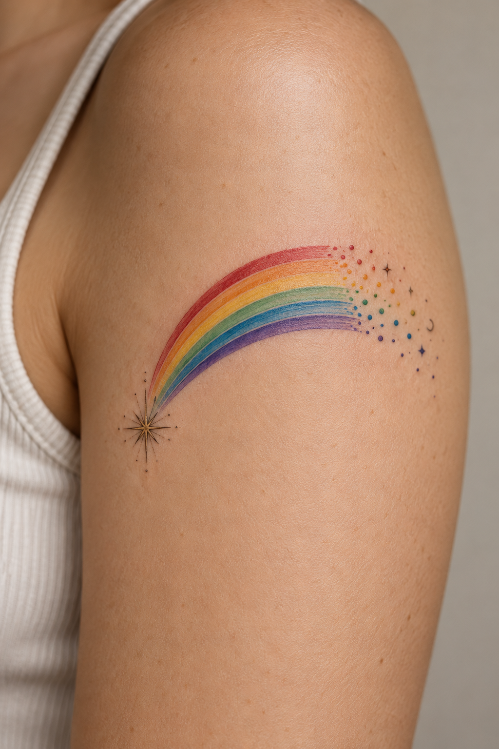 abstract rainbow color sweep tattoo