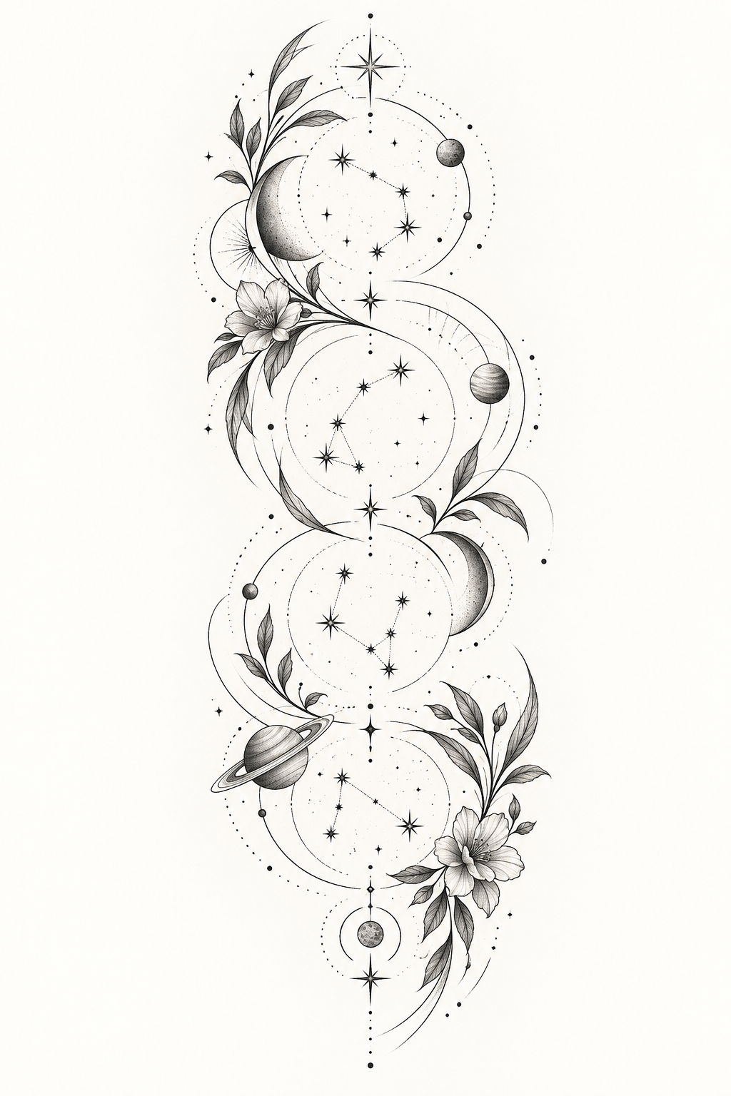 Birth Year and Constellation shoulder tattoo design concept