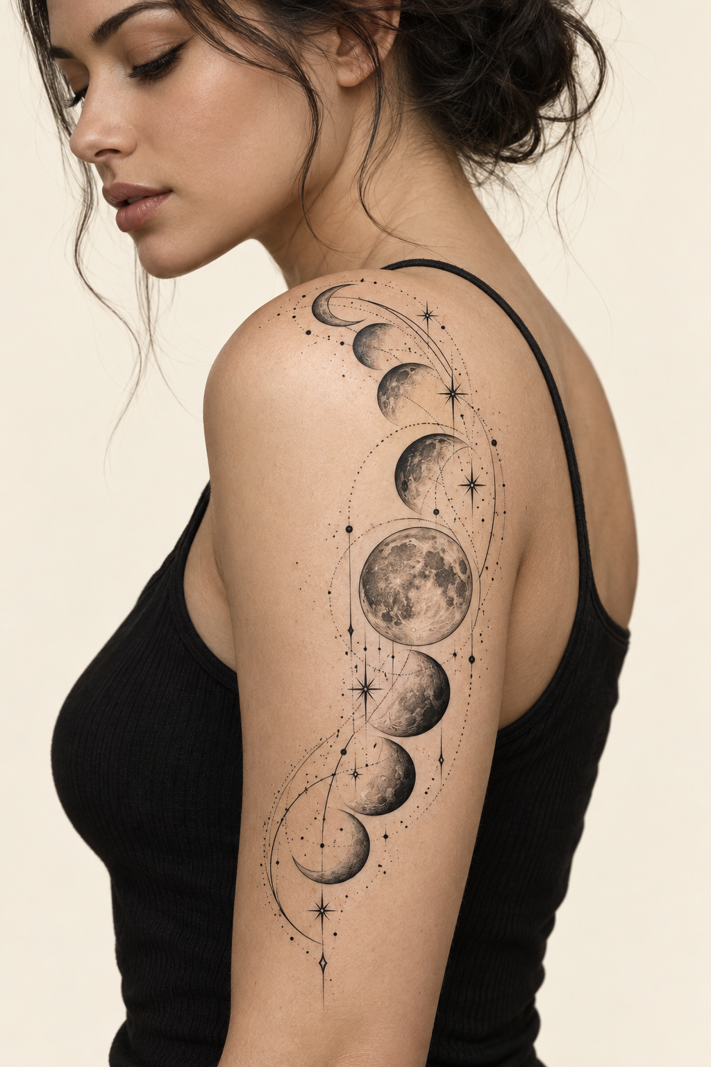 Moon Phases Shoulder Ink shoulder tattoo design concept