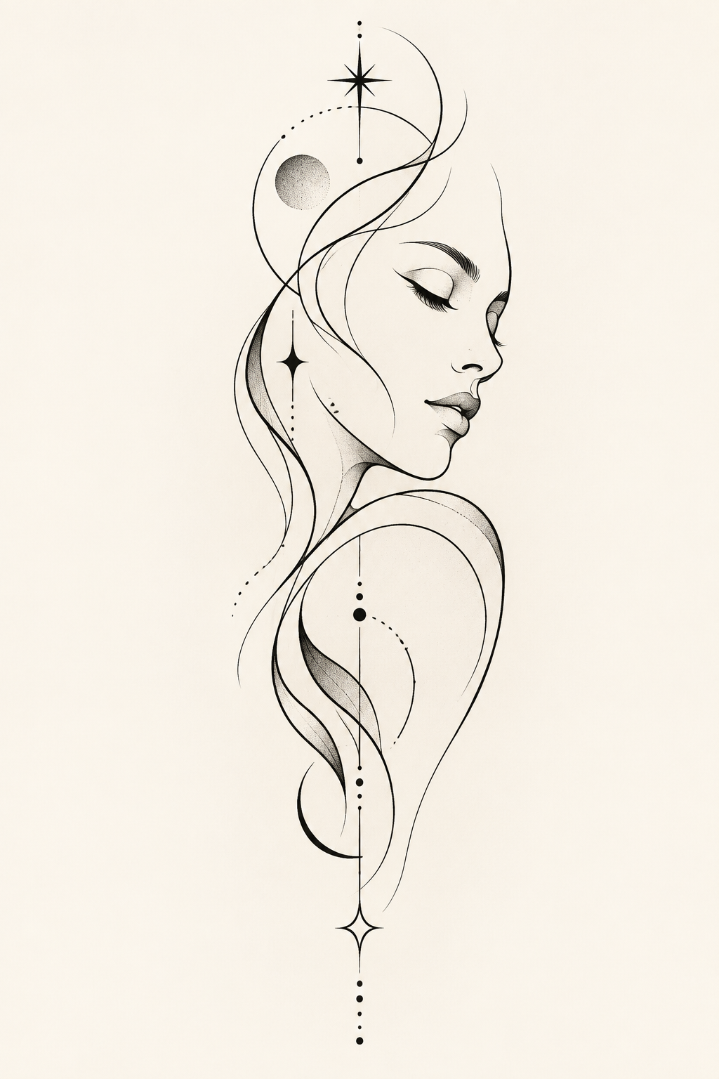 Face Outline on the Shoulder shoulder tattoo design concept