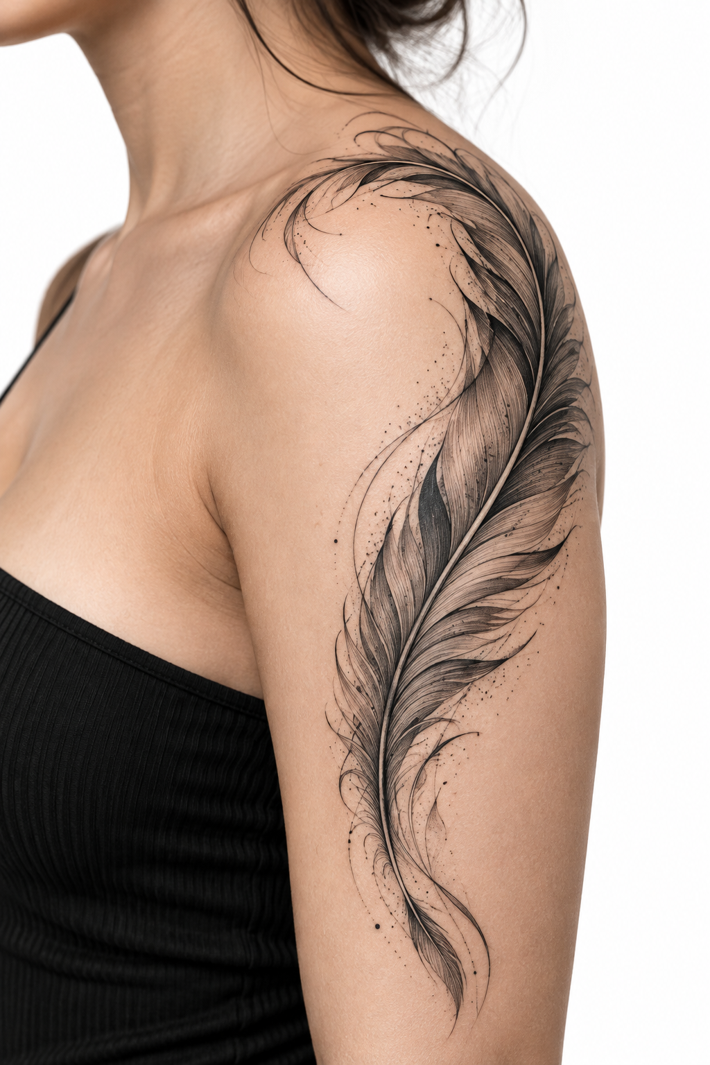 Feather Ink Idea shoulder tattoo design concept