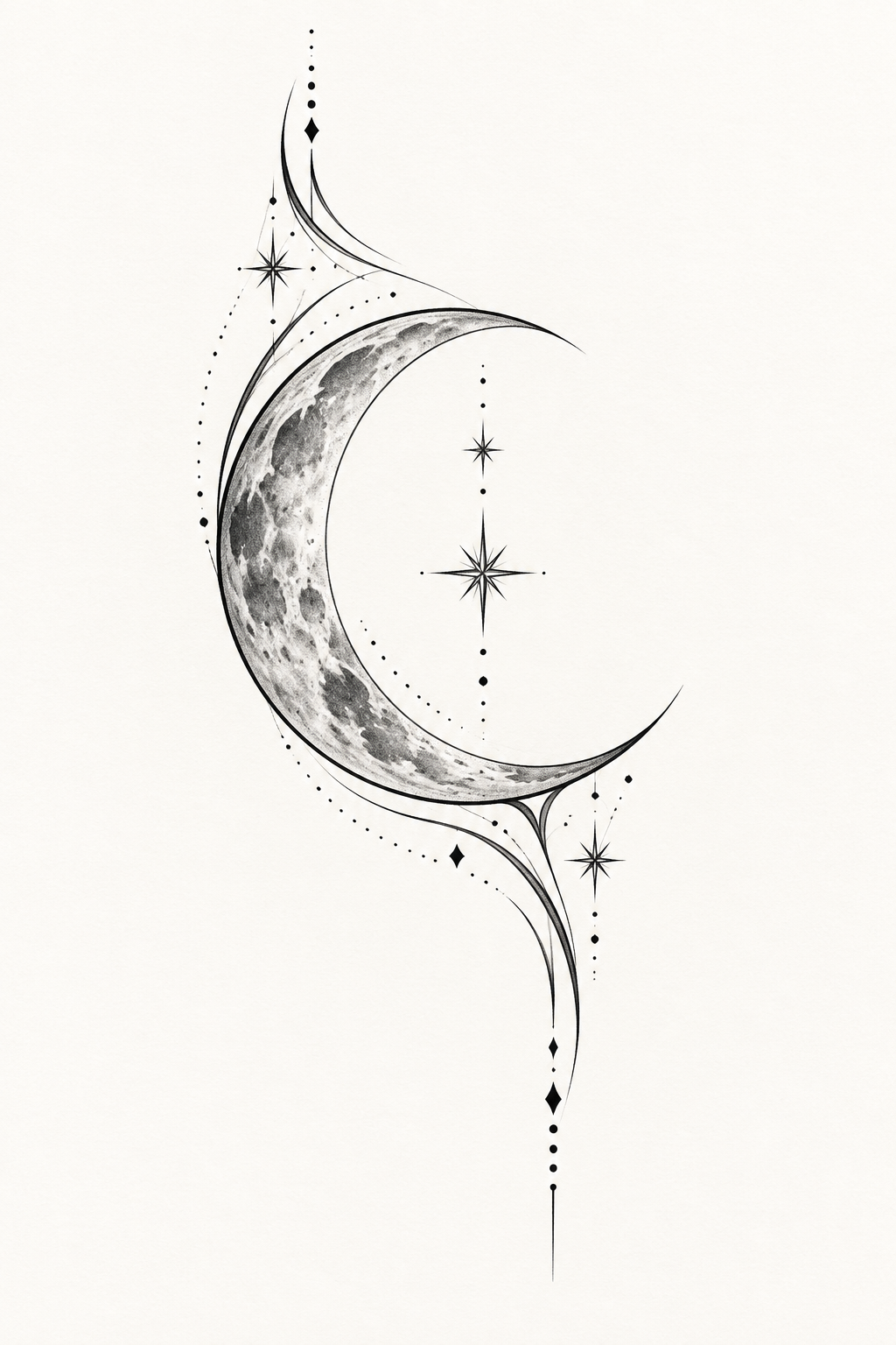 Crescent Moon Design shoulder tattoo design concept