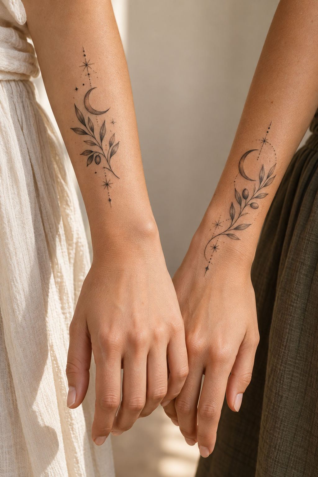 Tiny matching heart tattoos for sisters