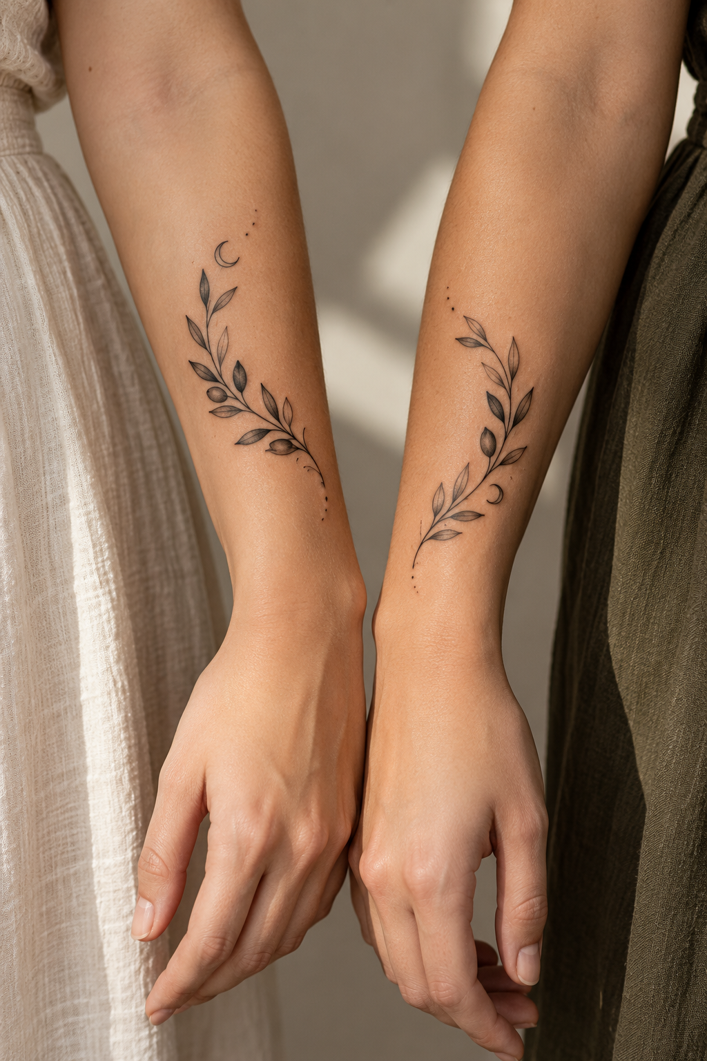 Matching moon and star tattoos for sisters